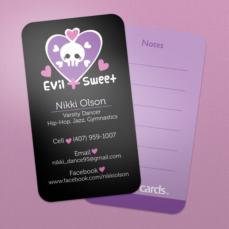 Business Calling Card Evil and Sweet Skull Rocker Girl (100 cards)