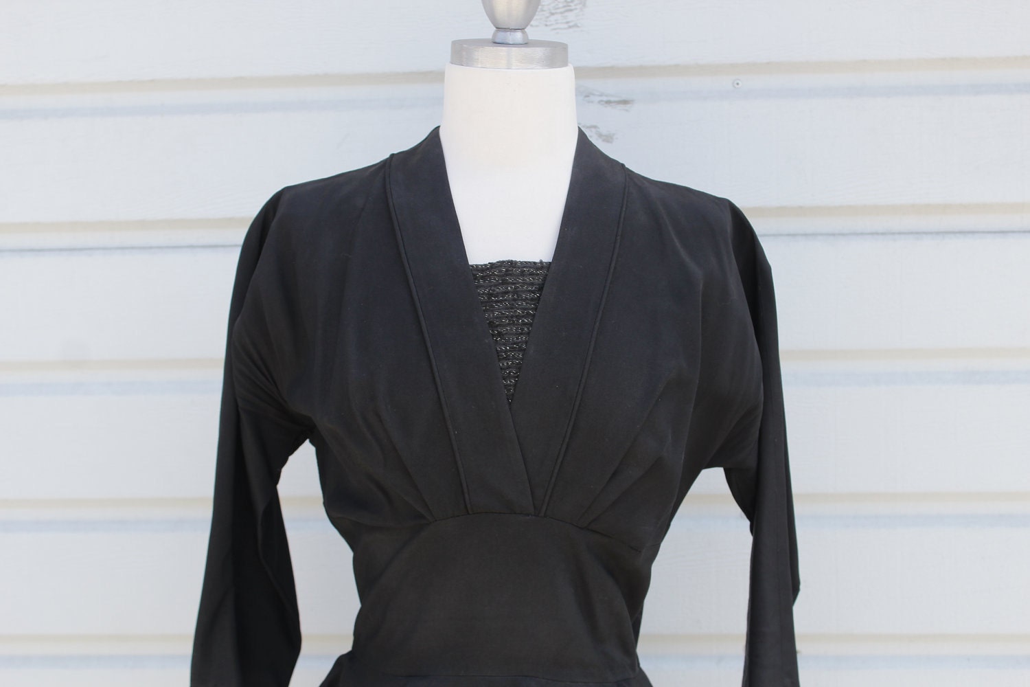 1950s Black Peplum Wiggle Dress