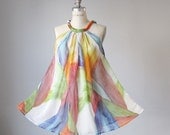 Digital printed silk top / Free style / Abstract  / White  / Dreamy / Romantic / Mini dress / tunic