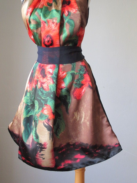 Dress / WEAR ART / Van Gogh / Brown red  / Romantic / Dreamy / Soft / Silk / Flowy / Delicate / Tunic / Art Dress