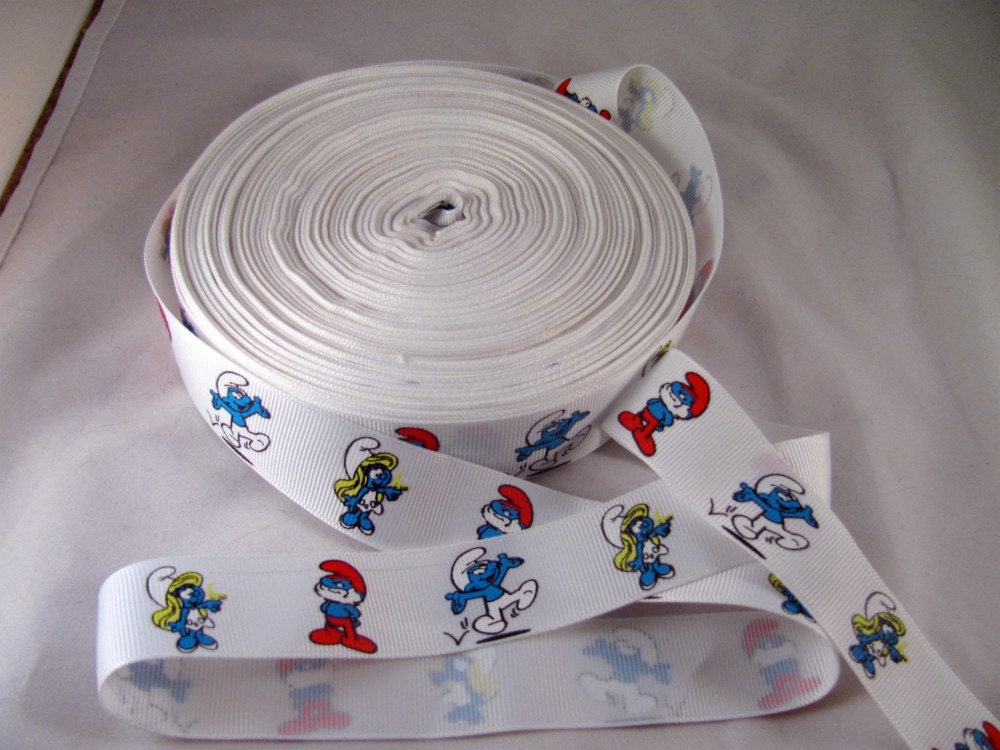 Smurfs 1" Grosgrain Ribbon- 3 Yards