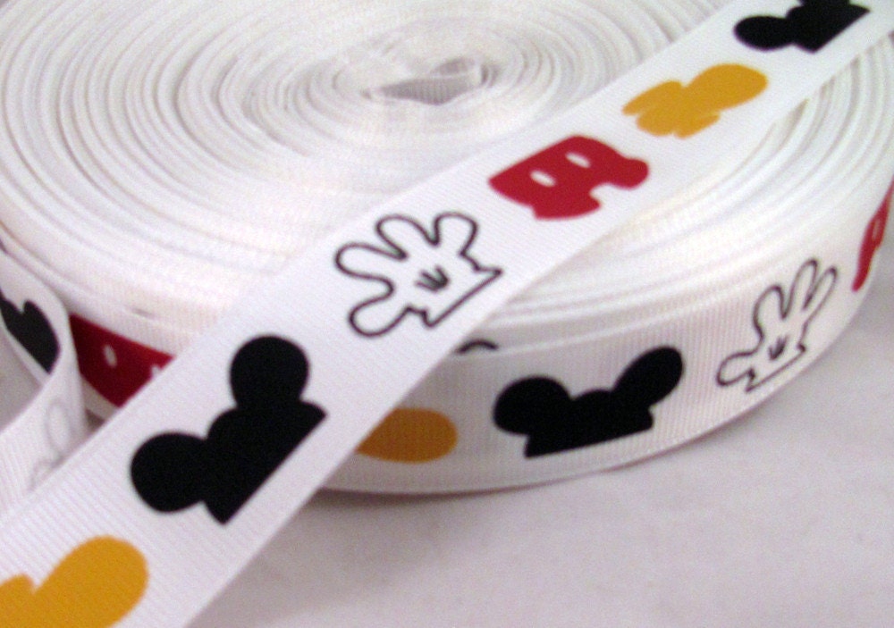 1 Yard 7/8" Mickey Mouse Parts Grosgrain Ribbon