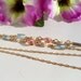 Long Gold Chain  Pearls Faceted Pink Blue Glass 30 Inches