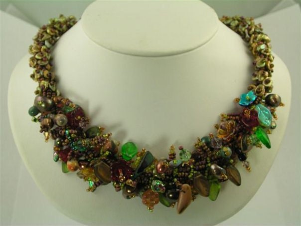 Gardener's Delight Bead Woven bread embroidery Necklace.
