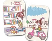 Cute Colorful Girl Illustrations for DIY cards, tags, altoids, tin cans, image transfers, etc...