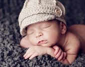 SALE - Save 15% -Baby Hat- Photo Prop - Newsboy Hat -Newborn Baby Hat -Oatmeal Baby Newsboy Hat- by JoJosBootique