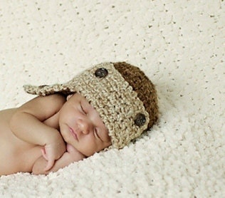 Baby Aviator Hat - Newborn Aviator Hat - Baby Hat - Photography Prop - By JoJo'sBootique