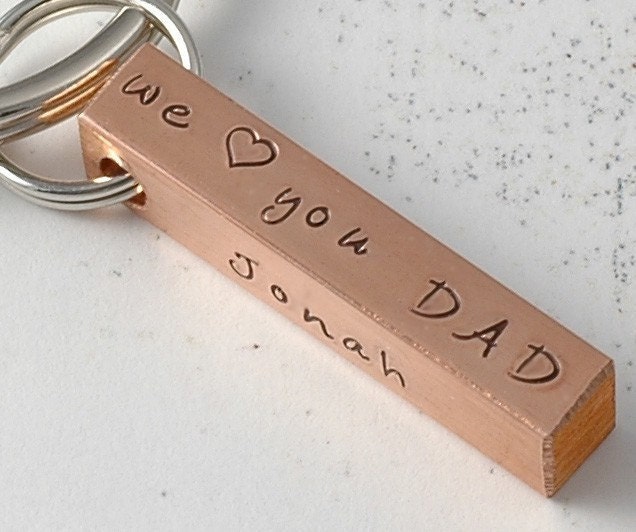 Personalized key chain Copper 4 sided bar  - Dad - Mom - Uncle - Father - Boyfriend