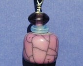 Leather Necklace with Purple Crackle Resin Focal Bead and Lunar Goddess Dangle Charm