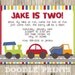 Printable Transportation Birthday Party Invitation - Customized Printable Invitation Boy's Party "Broom Broom Let's go Party" 4x6 or 5x7