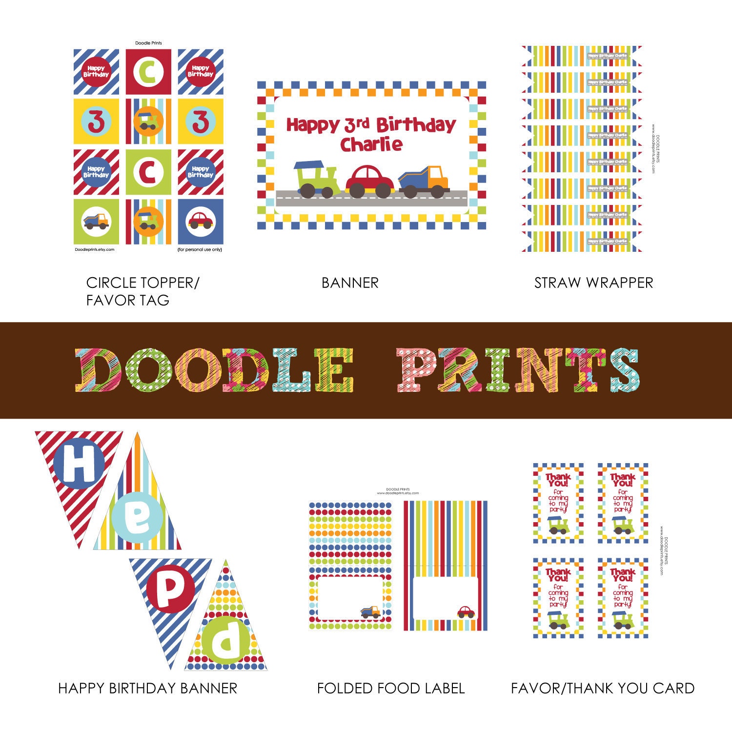 Printable Transportation Birthday Party Invitation - Customized Printable Invitation Boy's Party "Broom Broom Let's go Party" 4x6 or 5x7