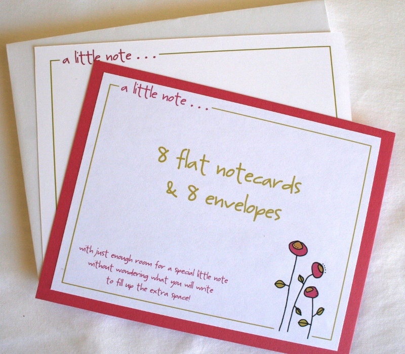 Whimsical Flower Note Cards - Pink