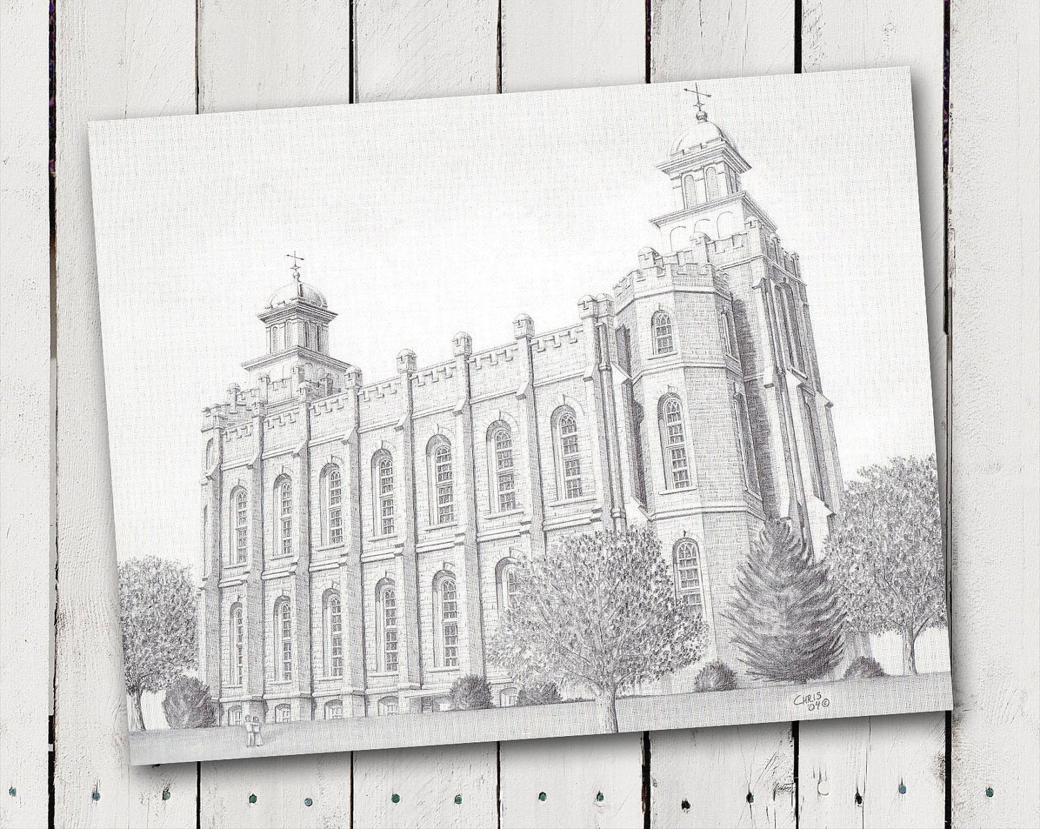 Items similar to LDS Temple Drawing Print 11x14 - Logan, UT on Etsy