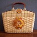 Vintage 1960s Straw Handbag with Tortoise Shell Handle and Accents