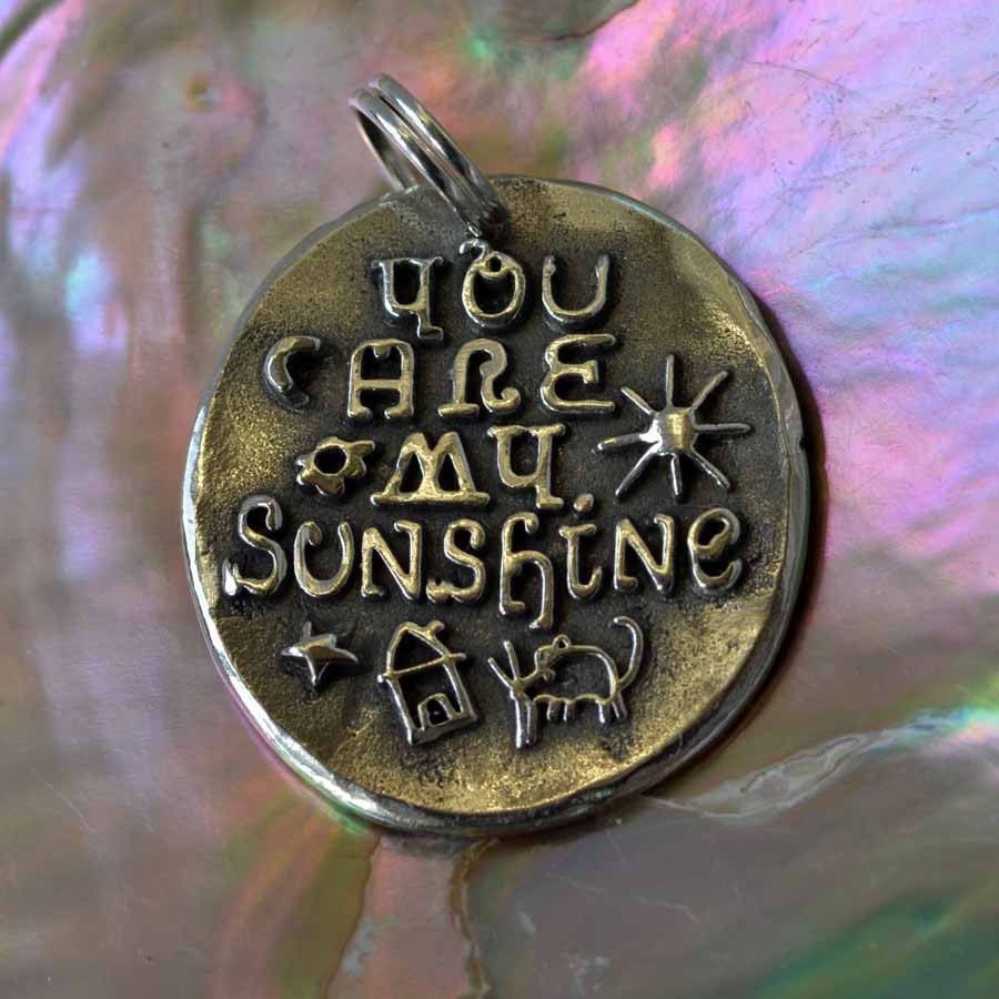 Discount - You are my Sunshine ... Inspirational quote Silver pendant