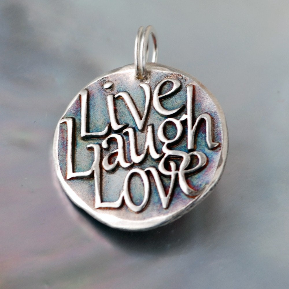 Live, Laugh, Love  (018)... Inspirational quote Silver pendant...Request custom item