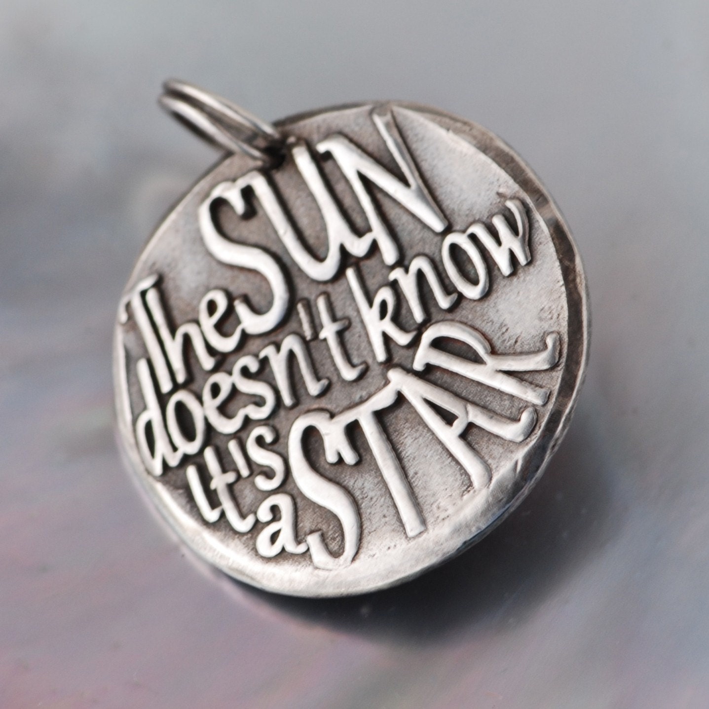 The sun and star ... (155) Inspirational quote Silver pendant