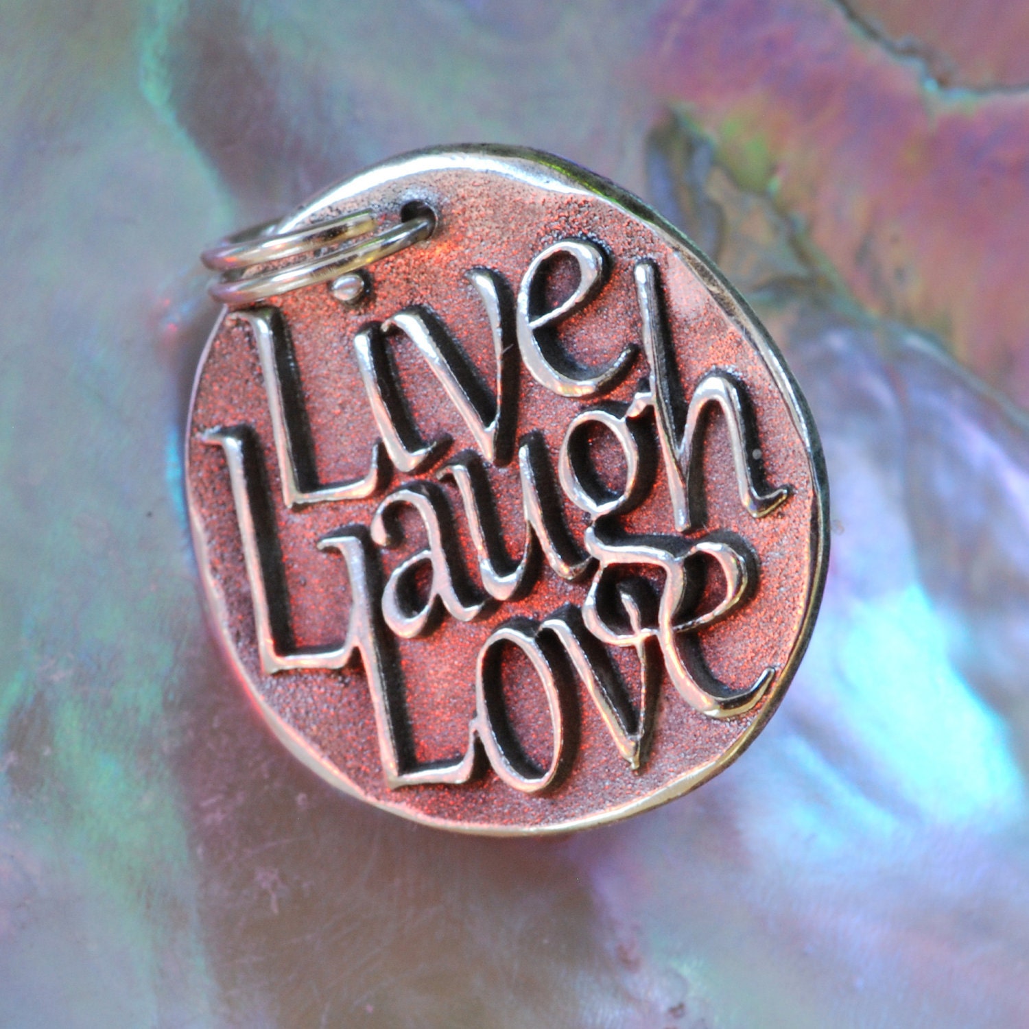 Live, Laugh, Love  (018)... Inspirational quote Silver pendant...Request custom item