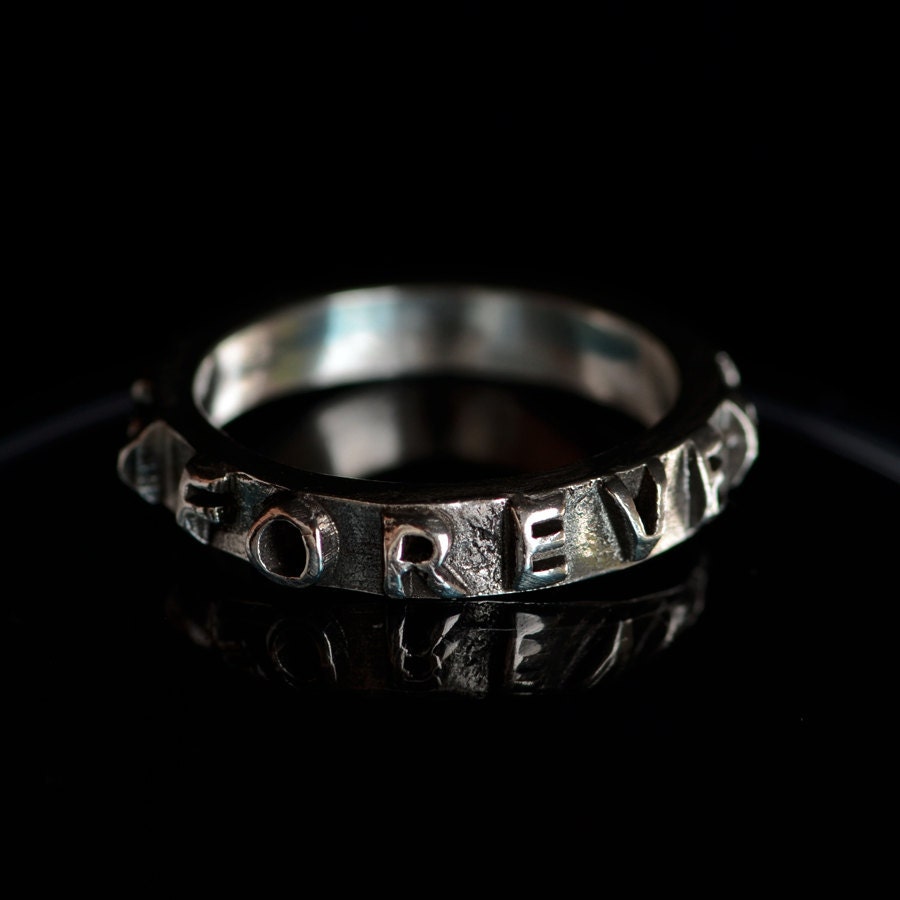 now & FOREVER... Inspirational quote on fine silver ring