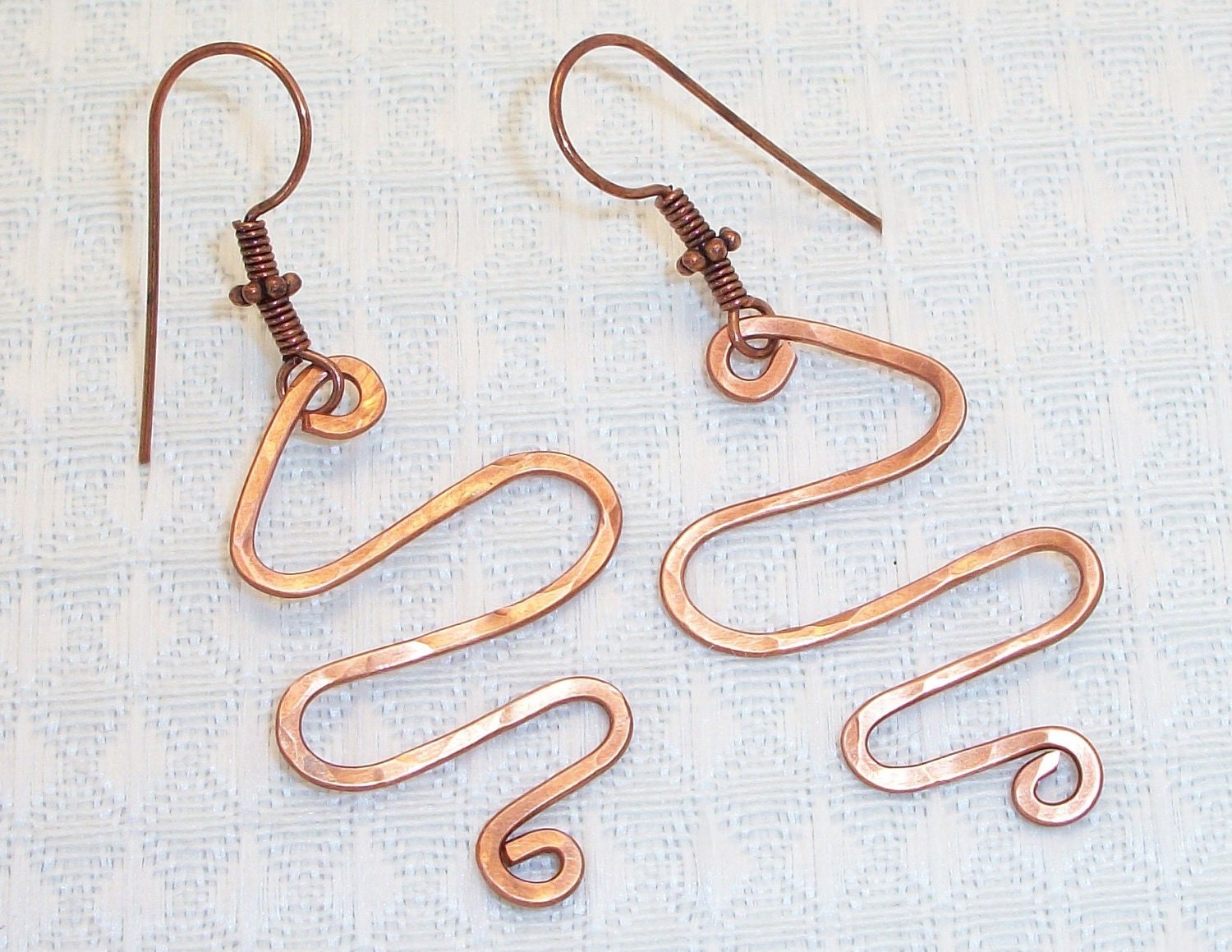 FREE SHIPPING Copper Wire Squiggle Earrings