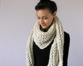 The Bourges  w/ Fringe, Long Chunky Scarf - Wheat