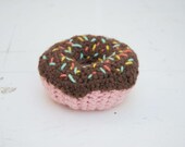 Joy Filled Donut Rattle for Babes - Strawberry with Chocolate Glaze, Rainbow Sprinkles