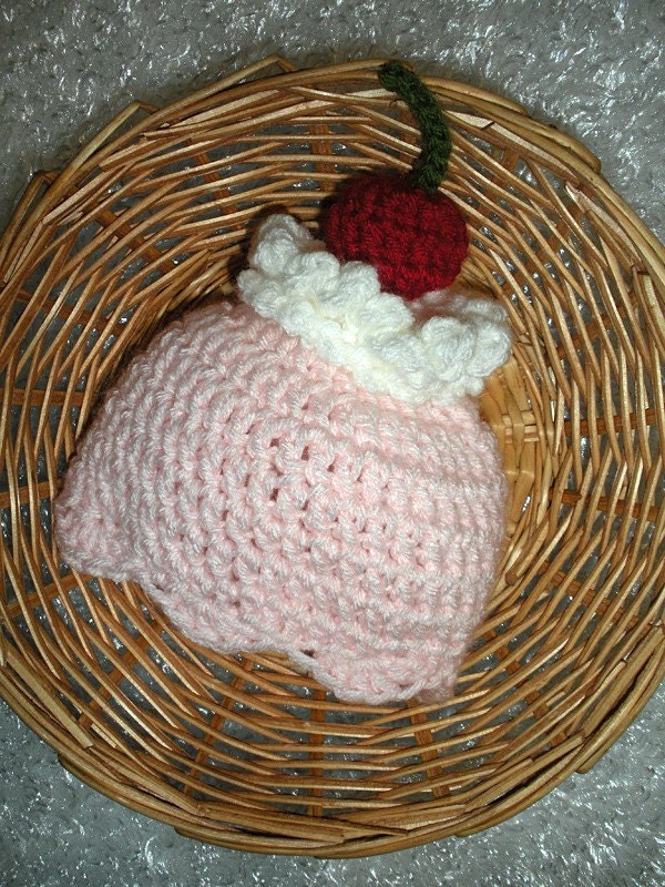ICE CREAM CONE Cocoon and Beanie Hat Set Crochet Newborn Baby Photo Prop
