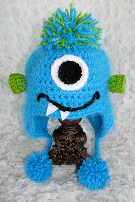 Toddler/Child Monster Hat Crocheted Unique Photo Prop Select Your Size
