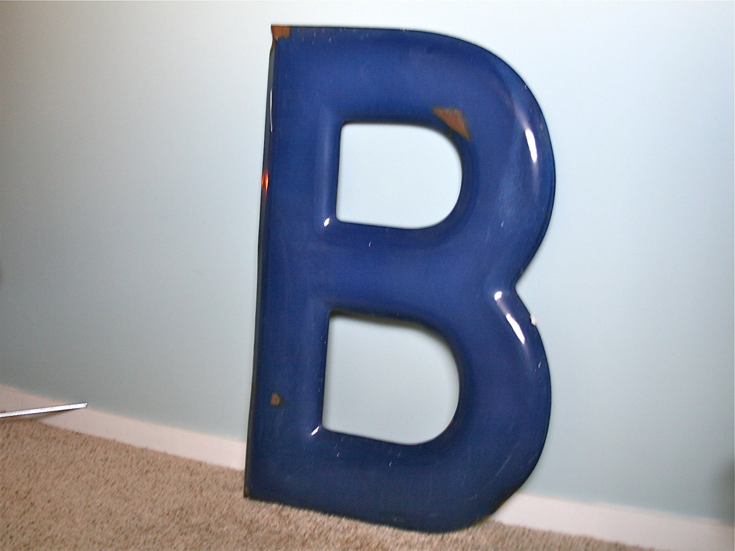 Huge 30" Vintage Porcelain Enamel Sign Letter