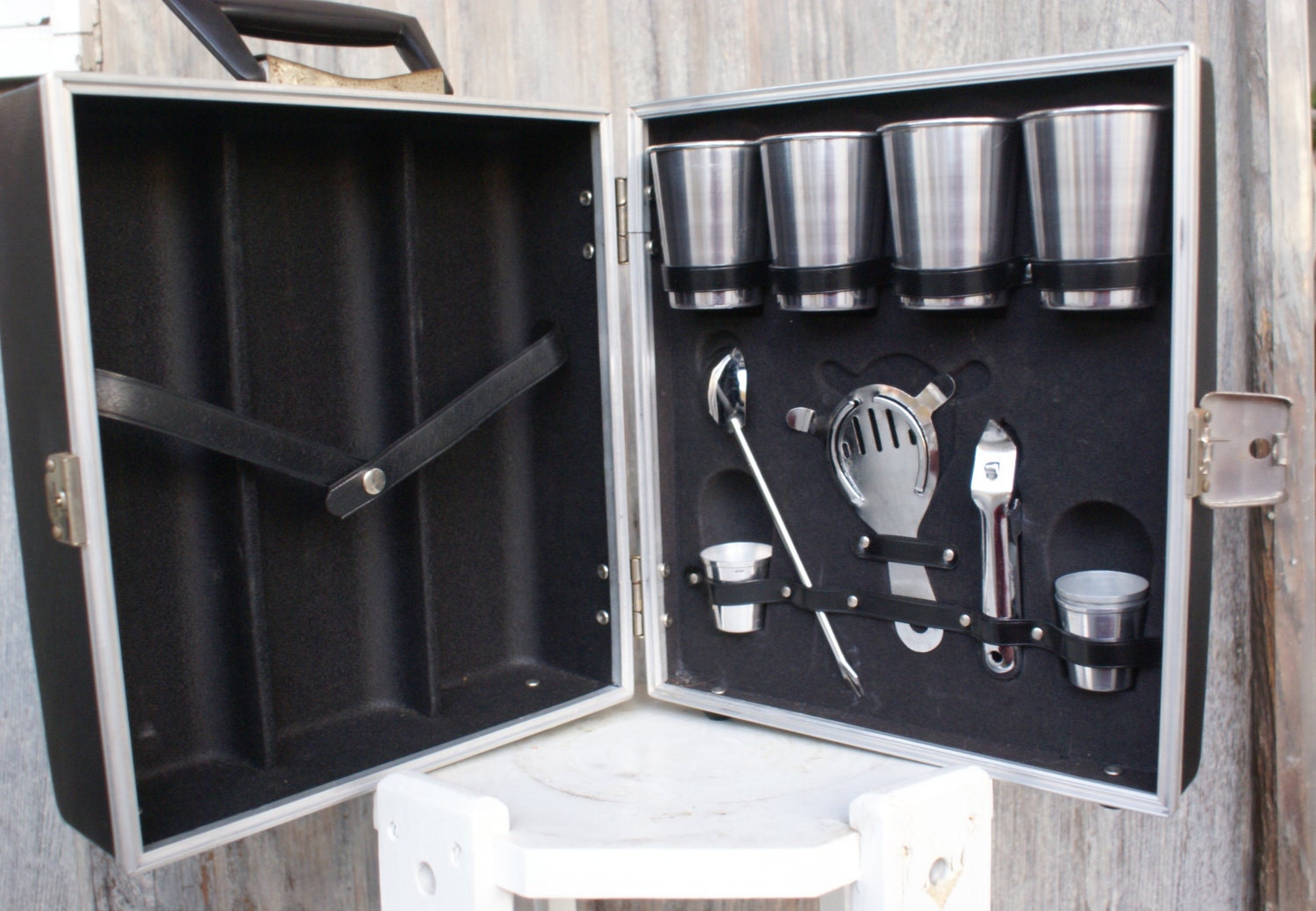 RESERVED - Vintage Complete Portable Pub with Black Hard Case