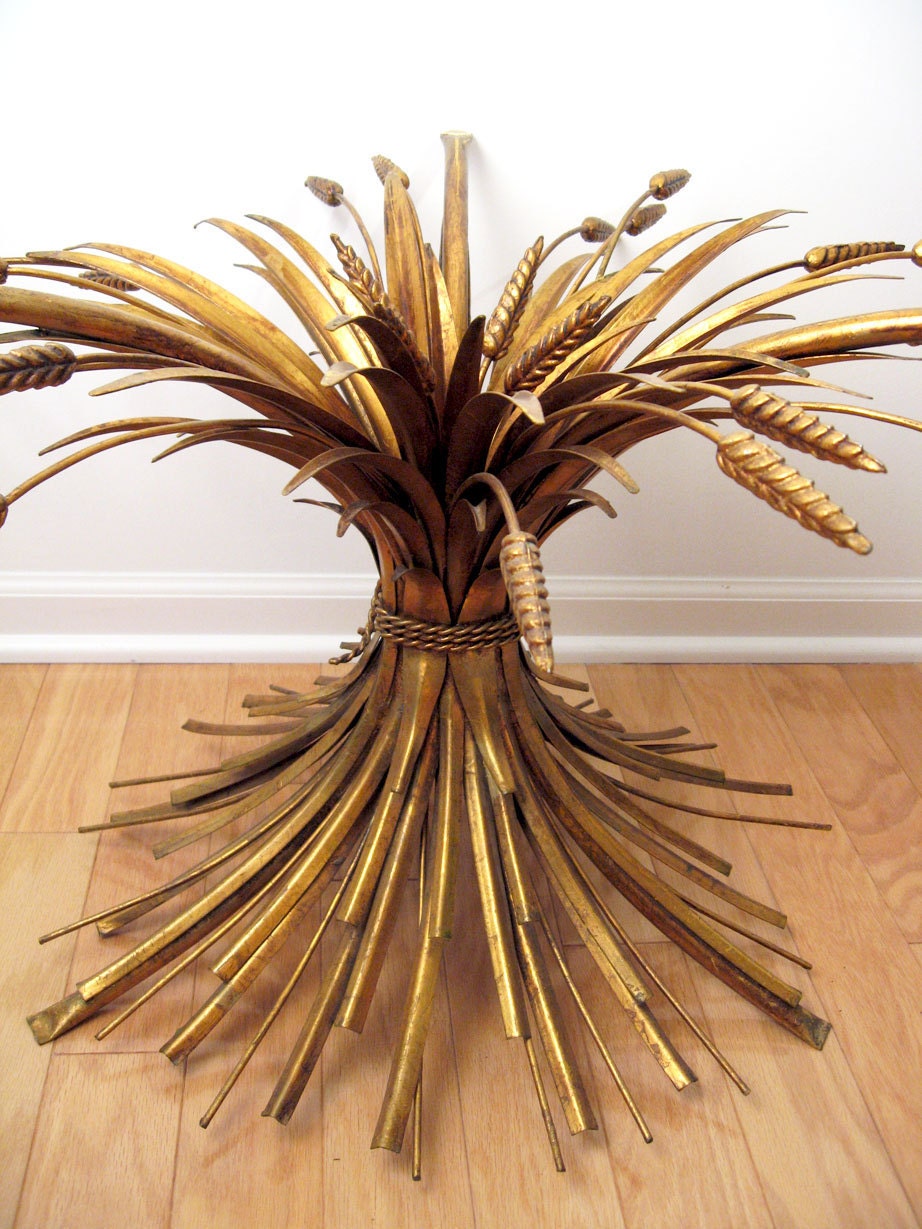 Italian Gilt Sheaf of Wheat Coffee Table - Mid Century Hollywood Regency Style - Decorator Item