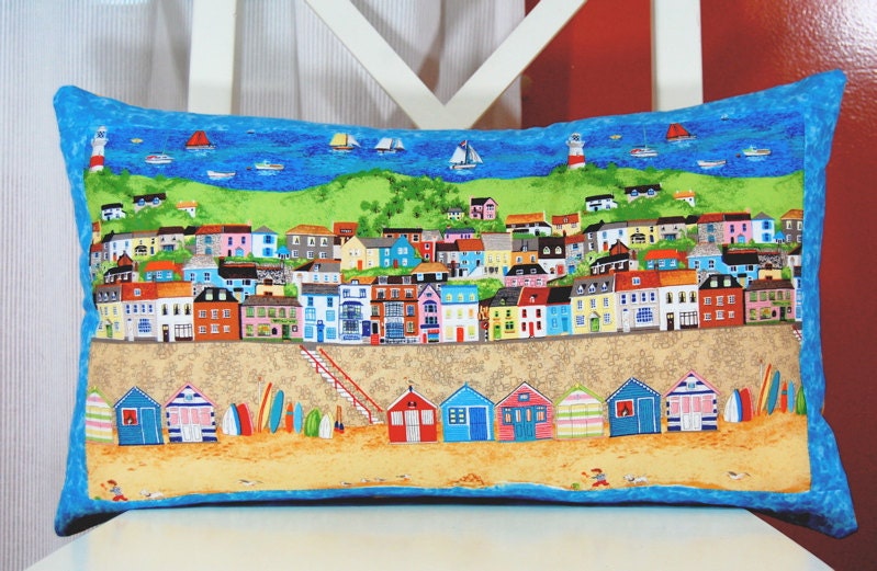 Seaside Beach Pillow, A Day at the Beach, Decorative Summer Accent