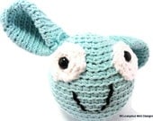 Light Blue Cotton Crochet Amigurumi Plush Stuffed Monster Toy and Ready to Ship