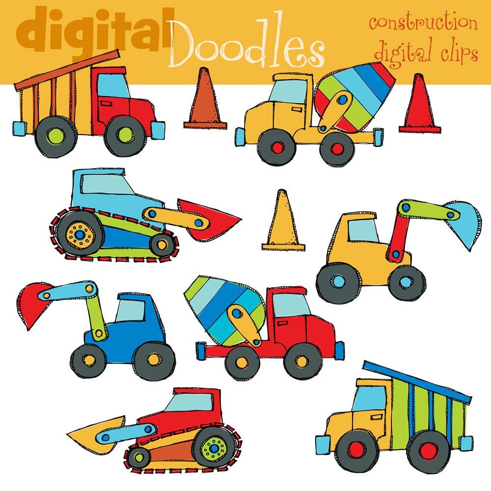 INSTANT DOWNLOAD Construction Zone Digital Clip Art