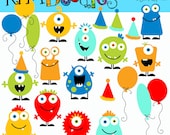 INSTANT DOWNLOAD Basic Birthday Monsters digital clipart