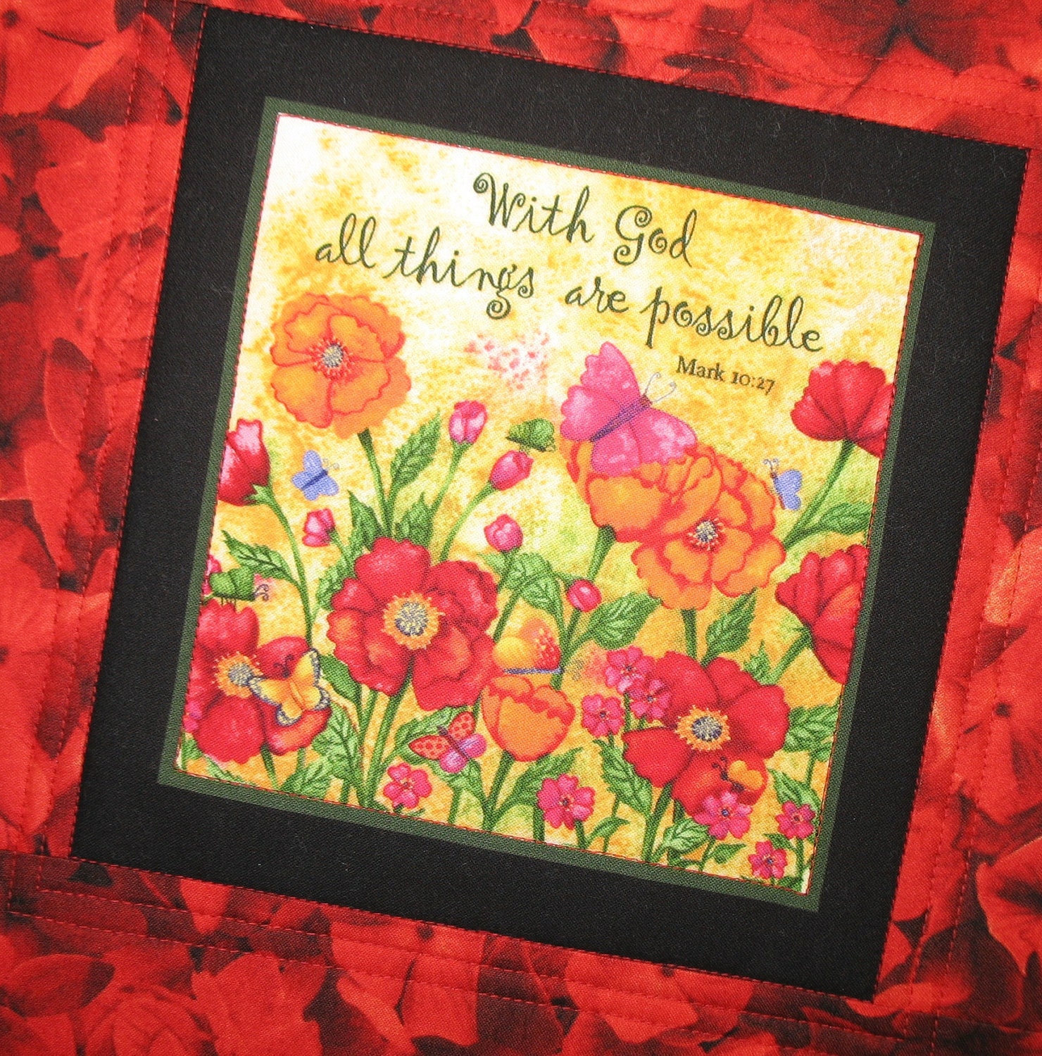 Wall Art or Mug Rug Scripture "With God all things are possible."