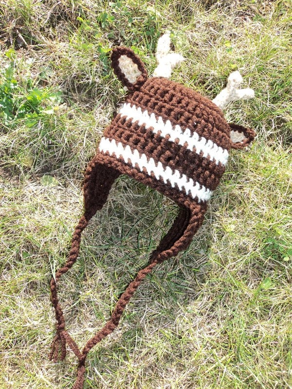 Little Buck Earflap Crochet Hat- 4 pointer- sizes 2T and up