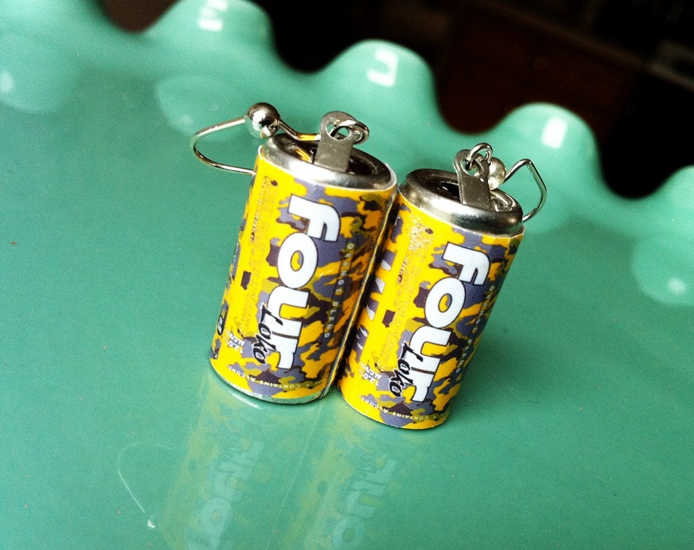 Four Loko Earrings 3 Pack Orange Fruit Punch and Lemonade  Mini Cans Sterling Gift Jewelry