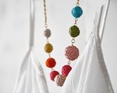 Bib Textile Handmade Beads Hand Sewn Statement Necklace Colorful Spring Fashion Accessories Bridesmaids Eco Friendly Jewelry Mothers Day