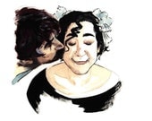 Kiss Illustration Drawing Portrait - print 8x11.5 inch (21x29.5 cm)