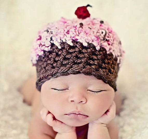 Newborn Baby Girl Photo Prop Cupcake Hat