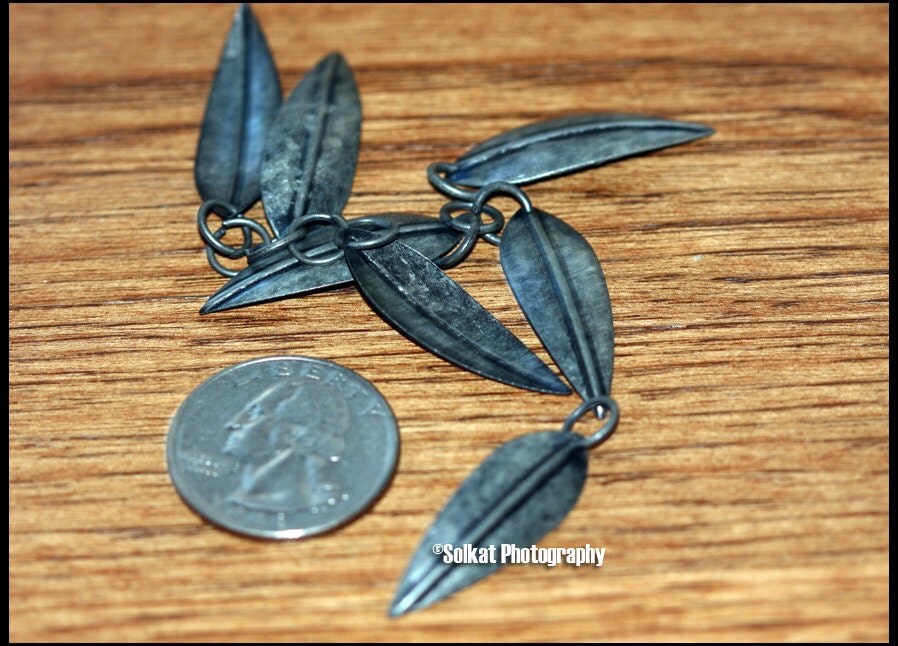 silver feather charms, rustic large over 1 inch, darkened silver feather charm, silver findings, feather charm