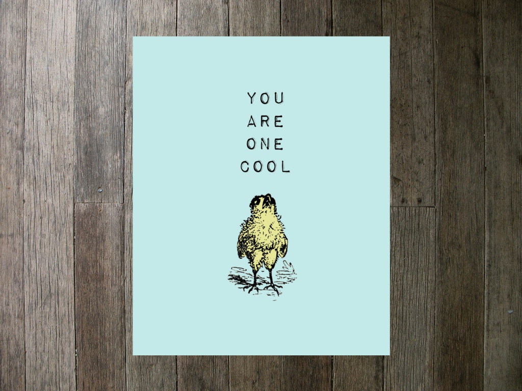 Printable Art Print - Cool Chick 8x10 Yellow and Blue