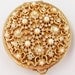 Vintage gold mesh compact with simulated pearls and clear rhinestone top 1940s gift collectible