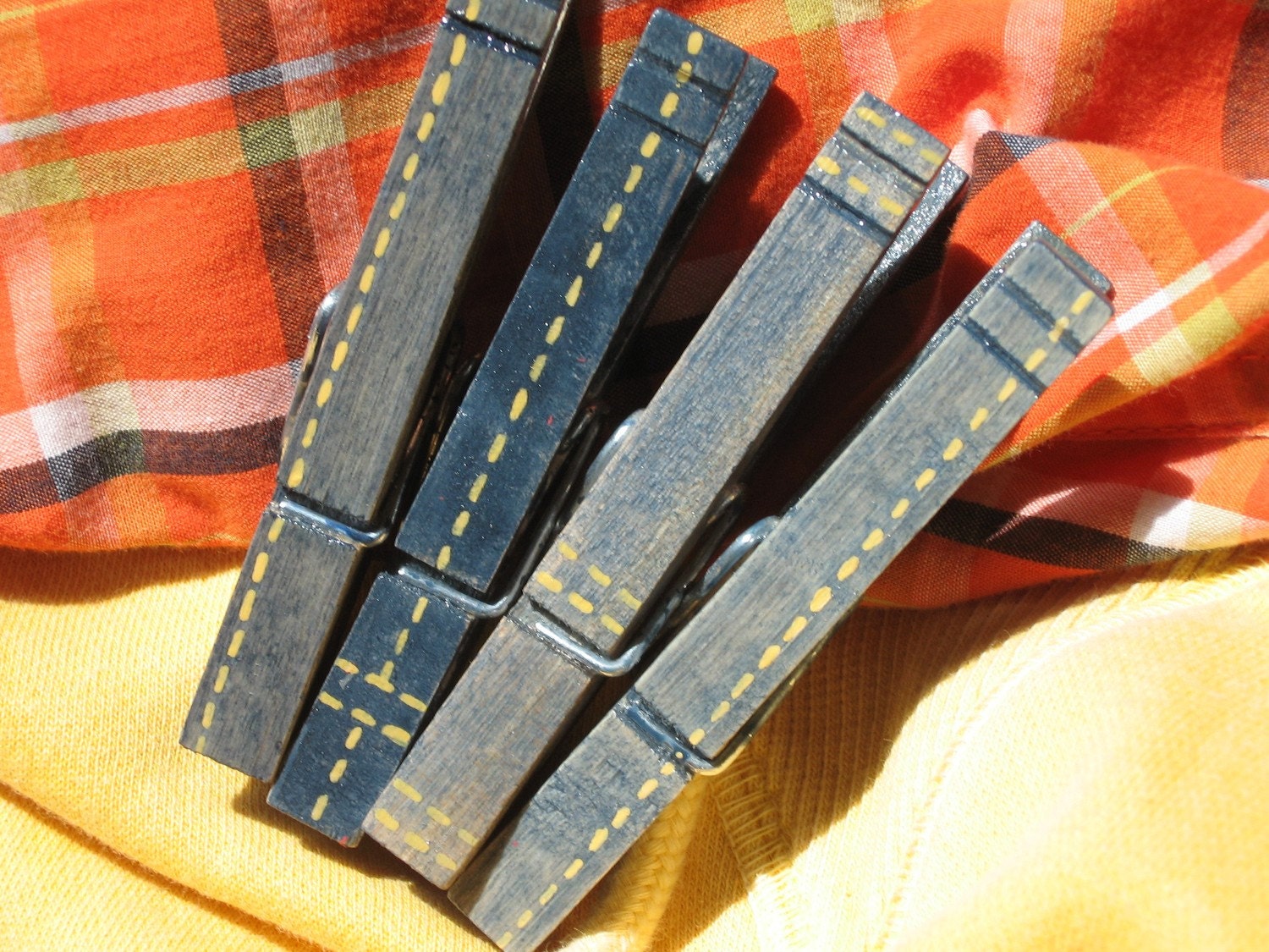 OLD BLUE JEANS hand painted magnetic clothespin set