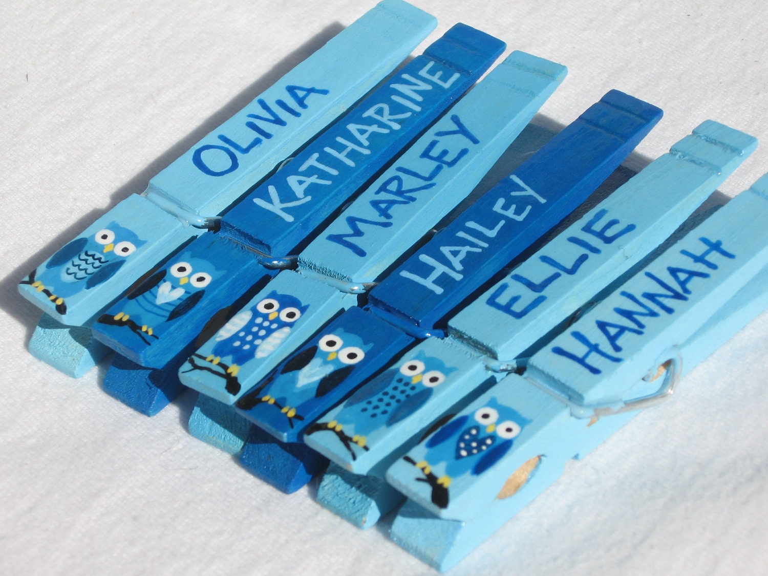 OWL PARTY FAVORS (6) personalized hand painted magnetic clothespins