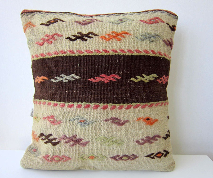 Antique handmade kilim (rug) pillow case -from eastern anatolia