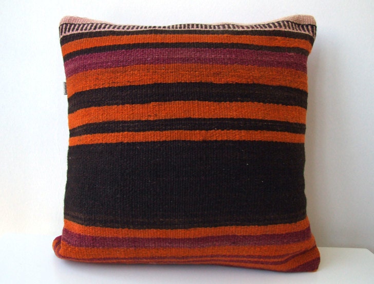 Handwoven Turkish Kilim Pillow Cover 16" X 16", Modern Bohemian Home Decor, Decorative Kilim Pillow,Vintage Kilim Pillow,Throw Pillow