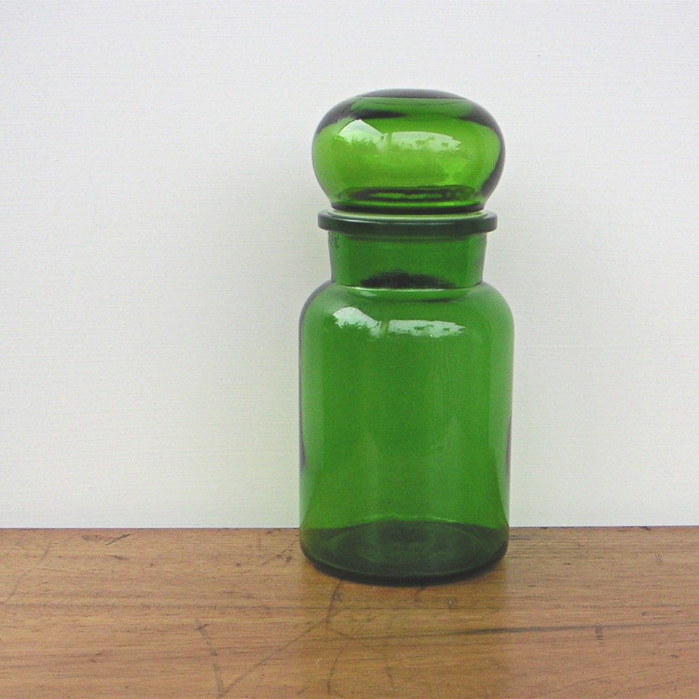 Vintage Bubble Lid Glass Apothecary Jar - fifthseason