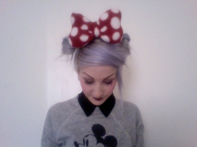 Amme B's original MINNIE MOUSE Disney inspired classic red with white polka dots big poofy hair bow clip